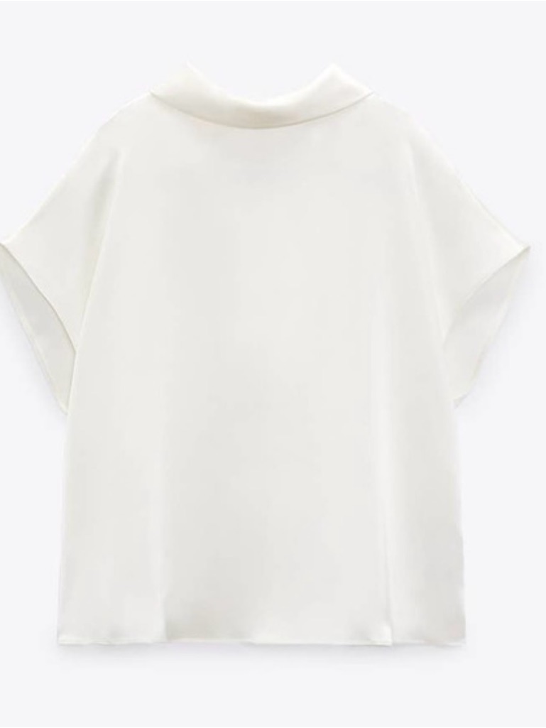 Zara Ivory Short-Sleeve Boxy Blouse